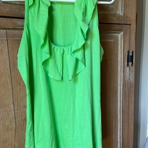 LILLY PULITZER Green Ruffle Tank Top XL